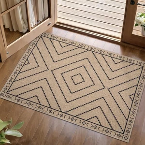 Easy Jute Rug 2x3 Outdoor Rug,Washable Non-Slip Rug for Entryway,Neutral Geom... - Bild 1 von 8