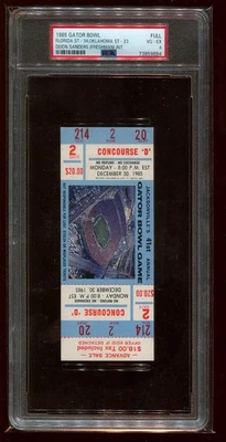 Gator Bowl Deion Sander Freshman INT - PSA Ticket 1985 Florida State Full PSA 4 - Image 1 of 2