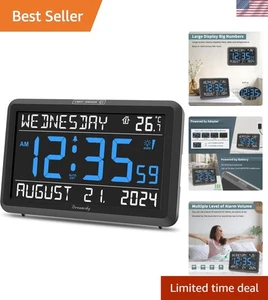 Large Digital Clock with Date and Day of Week - Electric Desk Clock for Senio... - Picture 1 of 8