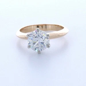 2 CT Natural Diamond E/SI1 Round Cut 18K White Gold Prong Classic Solitaire Ring - Picture 1 of 5