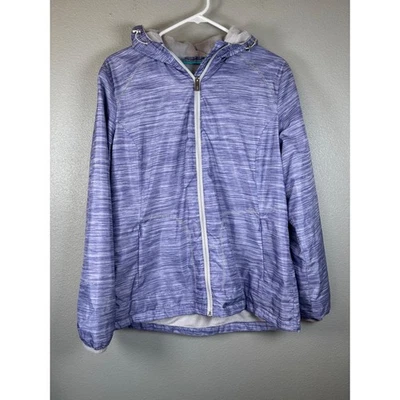 Chaqueta con capucha forrada de vellón jaspeado púrpura Free Country para mujer talla grande Foto 1 de 4