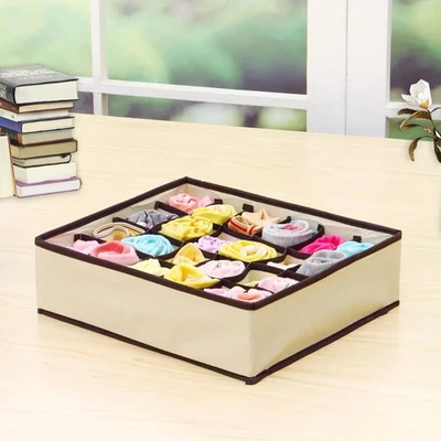 6/7/8/24 Grids Underwear Storage Box Piece Sock Storage Fabric Drawer Organizer - Image 1 of 4