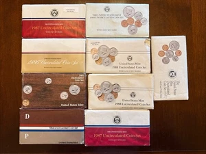 LOT OF 9 UNCIRCULATED P&D SETS 1976,1984-1986,3-1987, 2-1988 and 1989. 115 - Picture 1 of 11