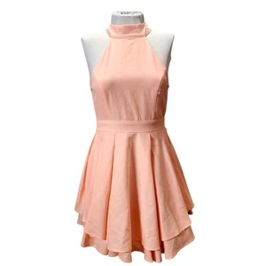 Vestido Skater Lulus Fit & Flare Halter Espalda Abierta Coral Rosa Para Mujer Talla Mediana - Imagen 1 de 11