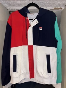 Fila Color Block Hooded Vintage Windbreaker Men’s Sz L - Picture 1 of 4