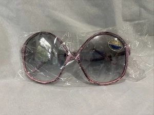 Occhiali da sole NOS Solfina Italy oversize rotondi rosa nero montatura marmorizzata anni 80 70 - Foto 1 di 5