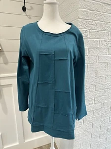 NEW! SOFT SURROUNDINGS Top Women's Sz Medium Teal Scoop Neck Stretch RIVA Tunic - Picture 1 of 4