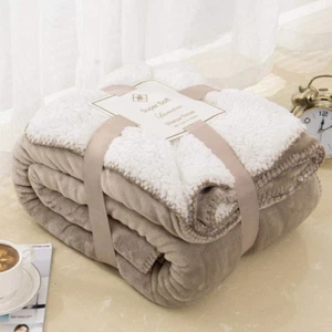 Manta Sherpa Fleece Doble 150x200cm Suave Cálida Reversible Sofá Tiro - Imagen 1 de 1