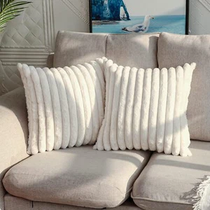 2-Piece, Plush Decorative Throw Pillowcase, Soft Pillowcase Cushion Cover - Picture 1 of 7