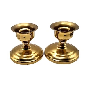 Vintage Solid Brass Taper Candle Holders Set Of 3.5" Lantern Base - Picture 1 of 8