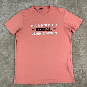 Diesel Mens T Shirt Large Spellout salmon denim division hardwear Crew Neck - Picture 1 of 12