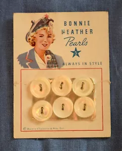 3610 Vintage Bonnie Heather/Chalmers shell MOP button card, fine lady graphic - Picture 1 of 1