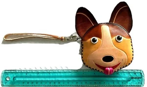 Girls Purse Puppy Dog Face Leather Wallet 3D 11"x11" Handbag with strap & zipper - Picture 1 of 4