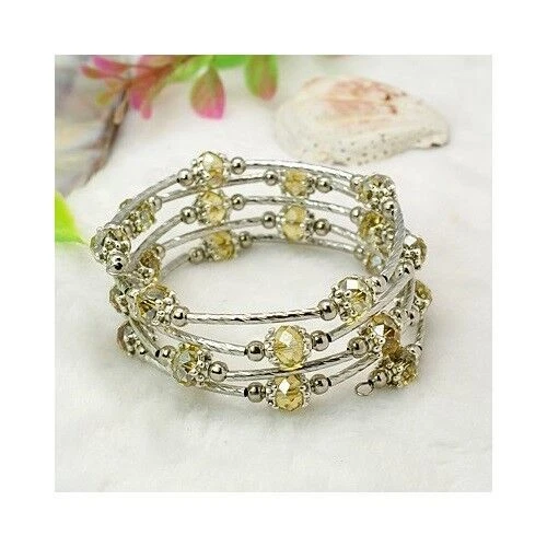 NUEVO Brazalete Envolvente Ajustable Cristal Piedras Preciosas Cuentas Tono Plata ENVÍO GRATUITO Foto 1 de 1