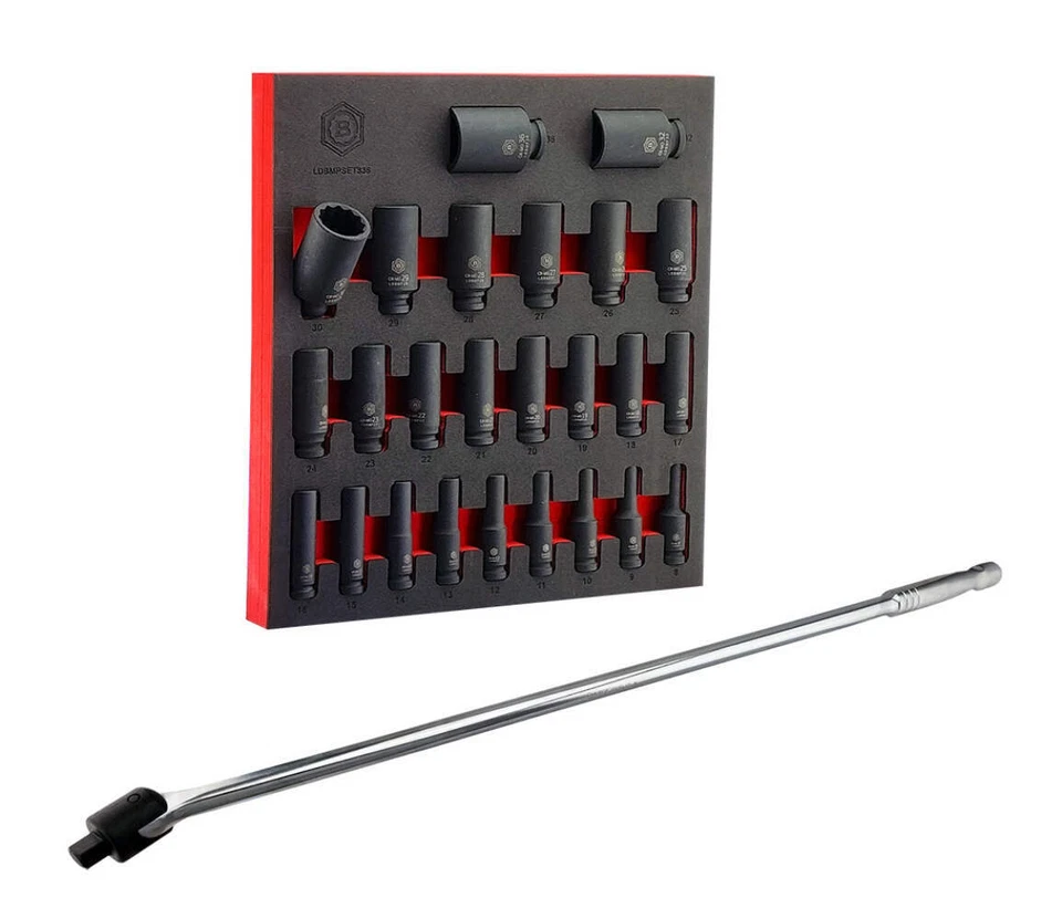Britool 25Pc 1/2" Drive Deep Impact 12-Point Socket Set 8-36mm + FREE Breaker Ba - Image 1 of 1