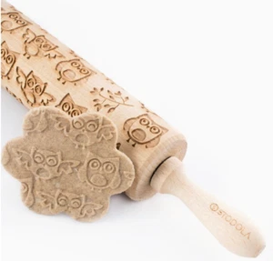 Stodola Engraved Large Rolling Pin with OWL Pattern - Picture 1 of 3