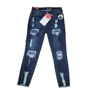 Skinny Ankle Jeans Womens Size 5 - 27 Mid Rise Distressed Blue - Picture 1 of 5