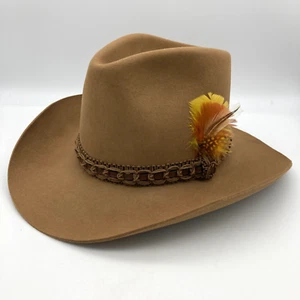 Vintage Resistol Roundup Collection Cowboy Hat Felt Feather Texas Western Size 7 - Picture 1 of 21