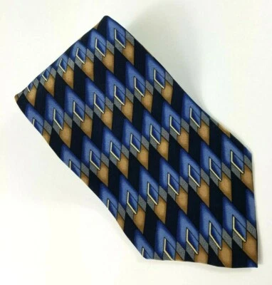 Corbata Vodka Azul Marrón Seda Colección Cóctel Para Hombre Patrón Geométrico Foto 1 de 4