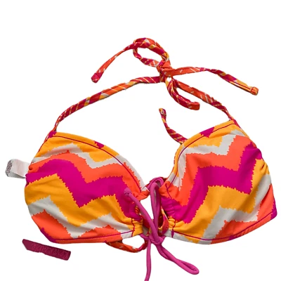 NUEVO Top de bikini de natación So para mujer talla L rosa naranja correas reversibles  Foto 1 de 4