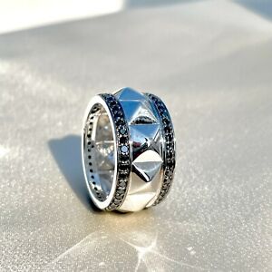 Black Diamond Ring Art Deco Handmade Jewelry Stacking Band Gift Idea Simulated