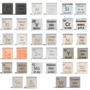 Element System okresowy Metal 10mm Rozmiar Kostka 99,95% Oznaczona kolekcja elementów - Zdjęcie 1 z 23