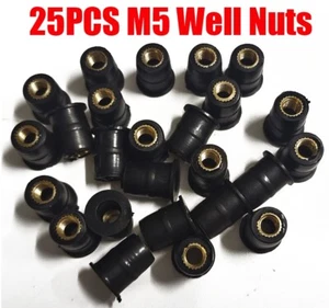 25*Rubber Well Nuts M5 For Motorcycles Canoe Boats Body Fairing Windshield Bolts - Bild 1 von 11
