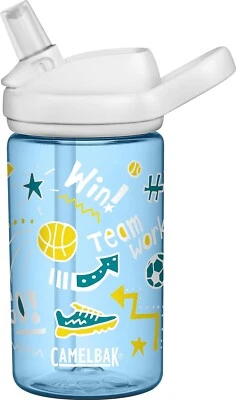 Botella de agua con pajita CamelBak Eddy+ para niños sin BPA, 14 OZ Doodle Sport Foto 1 de 4