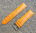 22Mm Orange Alligator Croco Grain Genuine Leather Invicta Seiko Watch Band Strap