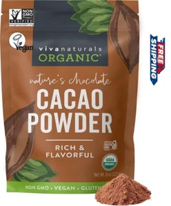 Viva Naturals Organic Cacao Powder, 8 oz - Unsweetened Cocoa Powder 227 g - Picture 1 of 7