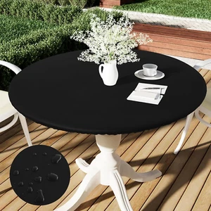 round Table Cloth Cover, Elastic Fitted Flannel Backed Vinyl Tablecloths for 45" - Picture 1 of 7