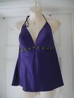 Purple Satin Top Ann Summers Size 14-16 Bead Sequin Evening Party Backless