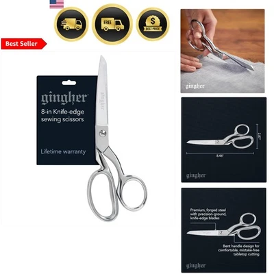 Fabric Scissors 8 Inch Stainless Steel Sewing Shears Sharp Knife Edge Cutters - Image 1 of 4