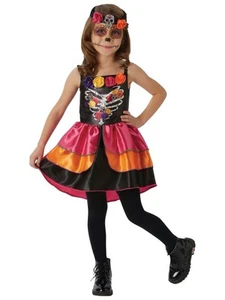 Sugar Skull Day Of The Dead Senorita Spanish Mexican Tween Girls Costume 9-10Y - Picture 1 of 4