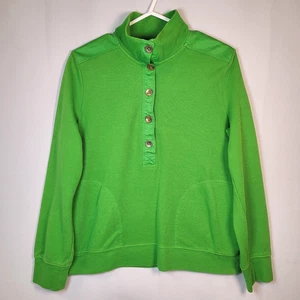 Lauren Ralph Lauren Green Sweater/Sweatshir Size M Gold Logo Button Pullover D7 - Picture 1 of 13