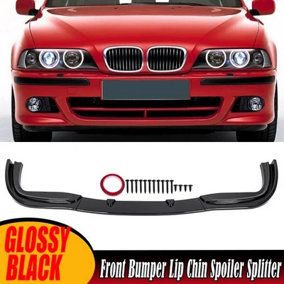 1X Alerón divisor de labios parachoques delantero negro brillante para BMW E39 2000 2001 2002 2003 Foto 1 de 4