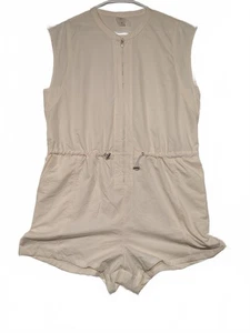 Calia Sleeveless Off White Cream Romper Womens XL Zip Drawstring Waist Polyester - Picture 1 of 7