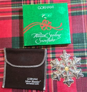 Gorham 1985 plata esterlina copo de nieve adorno de Navidad con marca de año GF + caja - Imagen 1 de 7