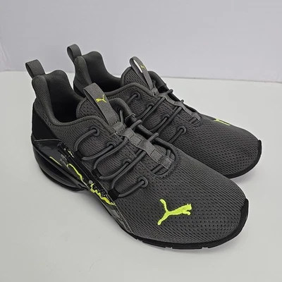 PUMA Youth Size 3C Gray Lime Green Camo Logo Sneakers Athletic Shoes 310290-01 - Image 1 of 4