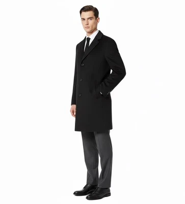 Abrigo de lana de cachemir John W Nordstrom para hombre 3 botones bolsillos negro 44R Foto 1 de 4