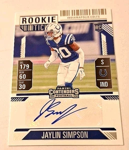 2024 Panini Contenders Rookie Ticket Signatures #277 Jaylin Simpson Rc Auto - Picture 1 of 2