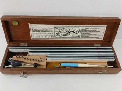 Unitech Type 1 Style Vintage Drafting Lettering Set 8 Templates - Image 1 of 4