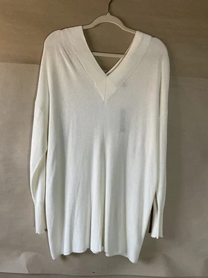 Женский зимний белый свитер The Limited с V-образным вырезом. Размер XL. Длинный рукав. Новый с Ярлыками - Изображение 1 из 4
