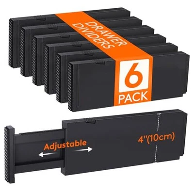  Paquete de 6 Divisores de Cajones 4" de Alto, 11-17" Organizadores de Cajones Ajustables para  Foto 1 de 4