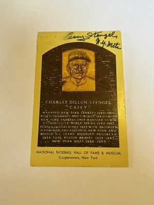 Casey Stengel Signed Post Card JSA Certified HOF Manager New York Mets (d.1975)! - Image 1 of 4