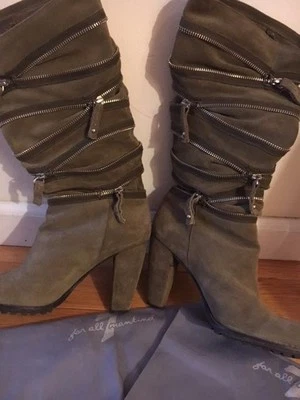  *Authentic* Sz 8.5 Seven For All Mankind Zip Detail Suede Boots Retail $495 - Изображение 1 из 4