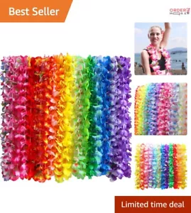 Colorful Handmade Hawaiian Leis - 50 Flower Garlands for Celebratory Events - Picture 1 of 9