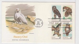 TurtlesTradingPost- American Owls 1978 #1760-63 FDC- Fleetwood Cachet - Picture 1 of 2