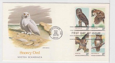 TurtlesTradingPost- American Owls 1978 #1760-63  FDC- Fleetwood Cachet - Image 1 of 2