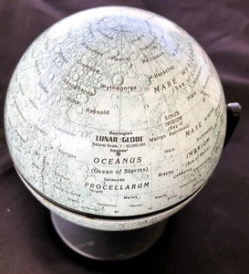 RARE 2001 REPLOGEE METAL LUNAR MOON GLOBE ON STAND 6" TALL 1:32,000,000 SCALE - Picture 1 of 9
